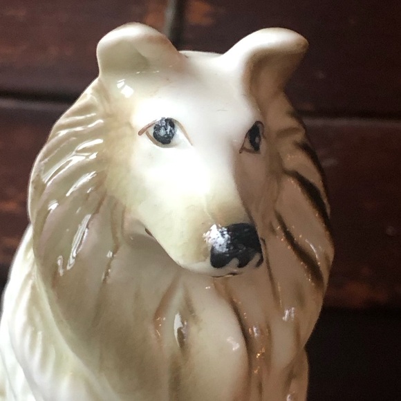 VINTAGE Rough Collie Dog Figurine Collectible/ Cake Top- Hand Painted Bone China - Picture 7 of 14